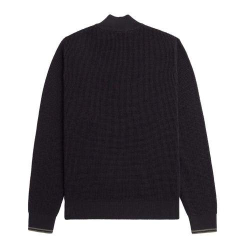 Fred Perry Cester zip Maglia Uomo a nido d'ape mezza zip Nero - Francavilla Moda